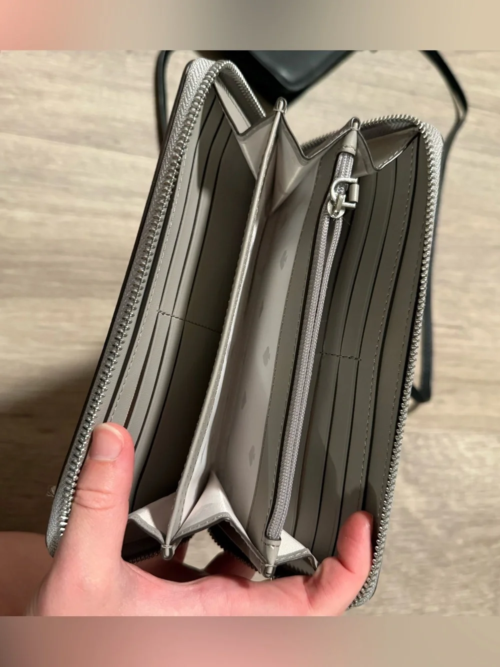 kate spade Light Gray Saffiano Zip Wallet